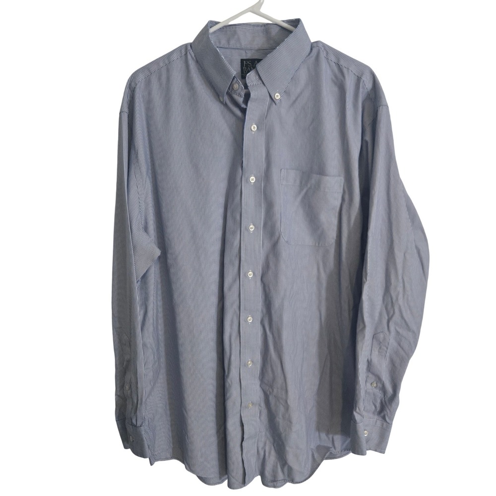 Jos. A. Bank Traveler's‎ Collection Men's 17 35 Blue Stripe Dress Shirt Cotton